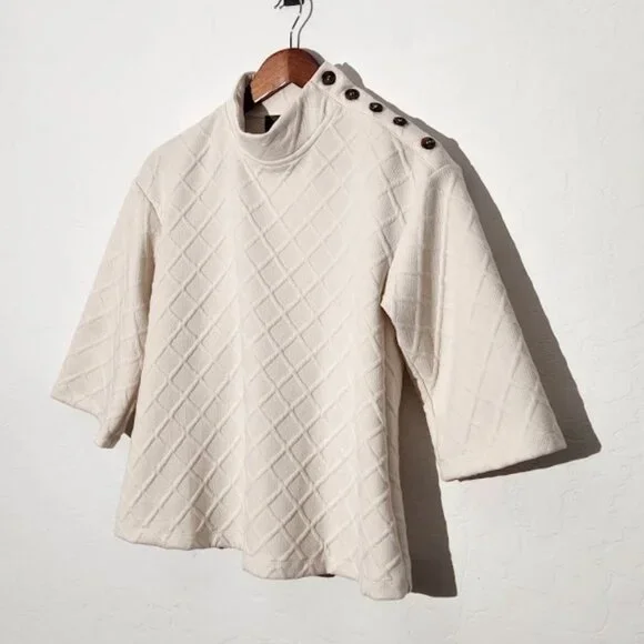 Sunday in Brooklyn (Anthropologie) Women's 3/4 Sleeve Mock Neck Sweater Sz Sm - Picture 2 of 4